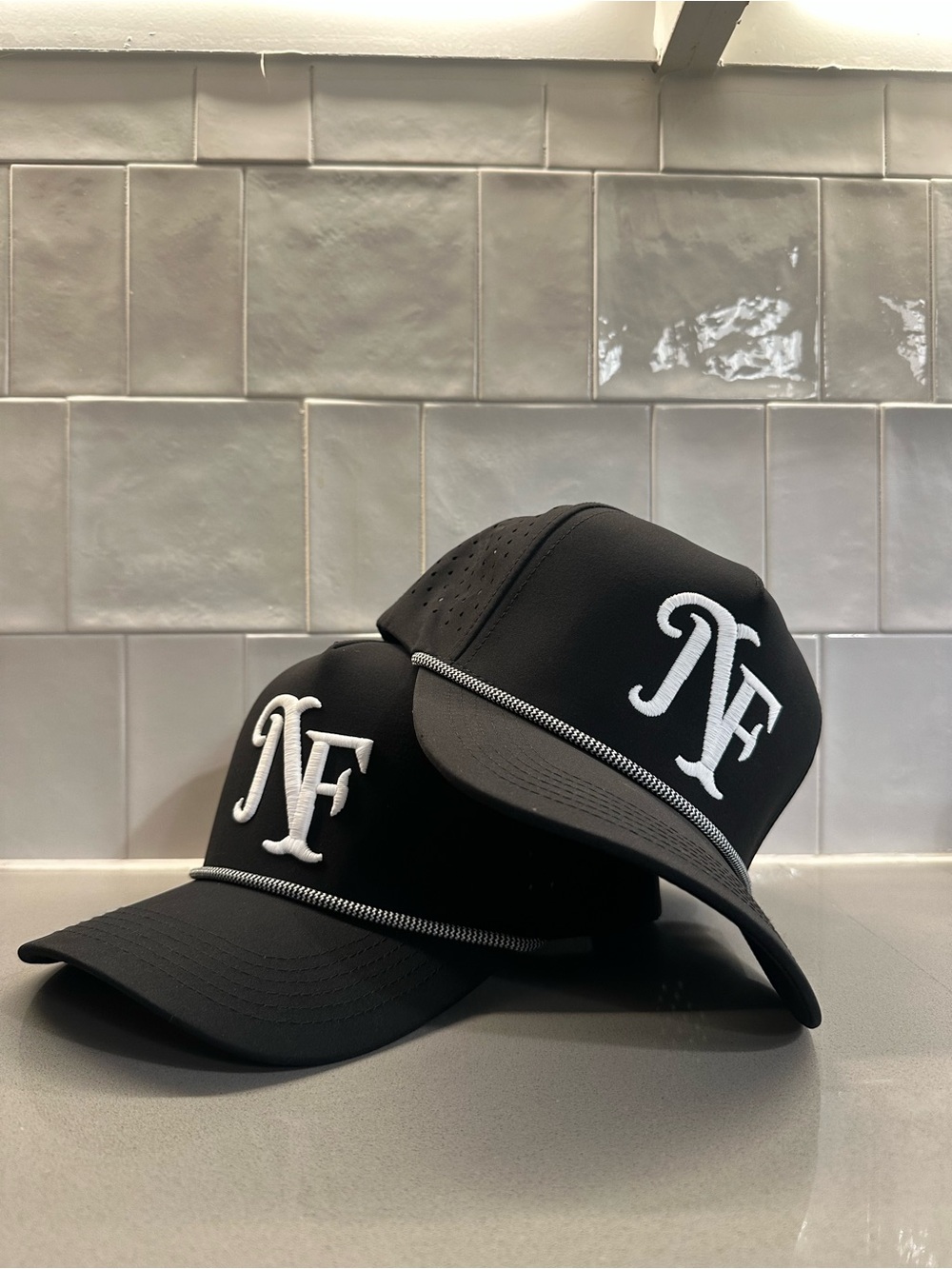 Black Baseball Cap with White 'NF' Embroidered Logo
